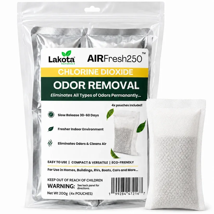 AIRFRESH250 - SLOW RELEASE CHLORINE DIOXIDE AIR PURIFING POUCH - 4 POUCHES