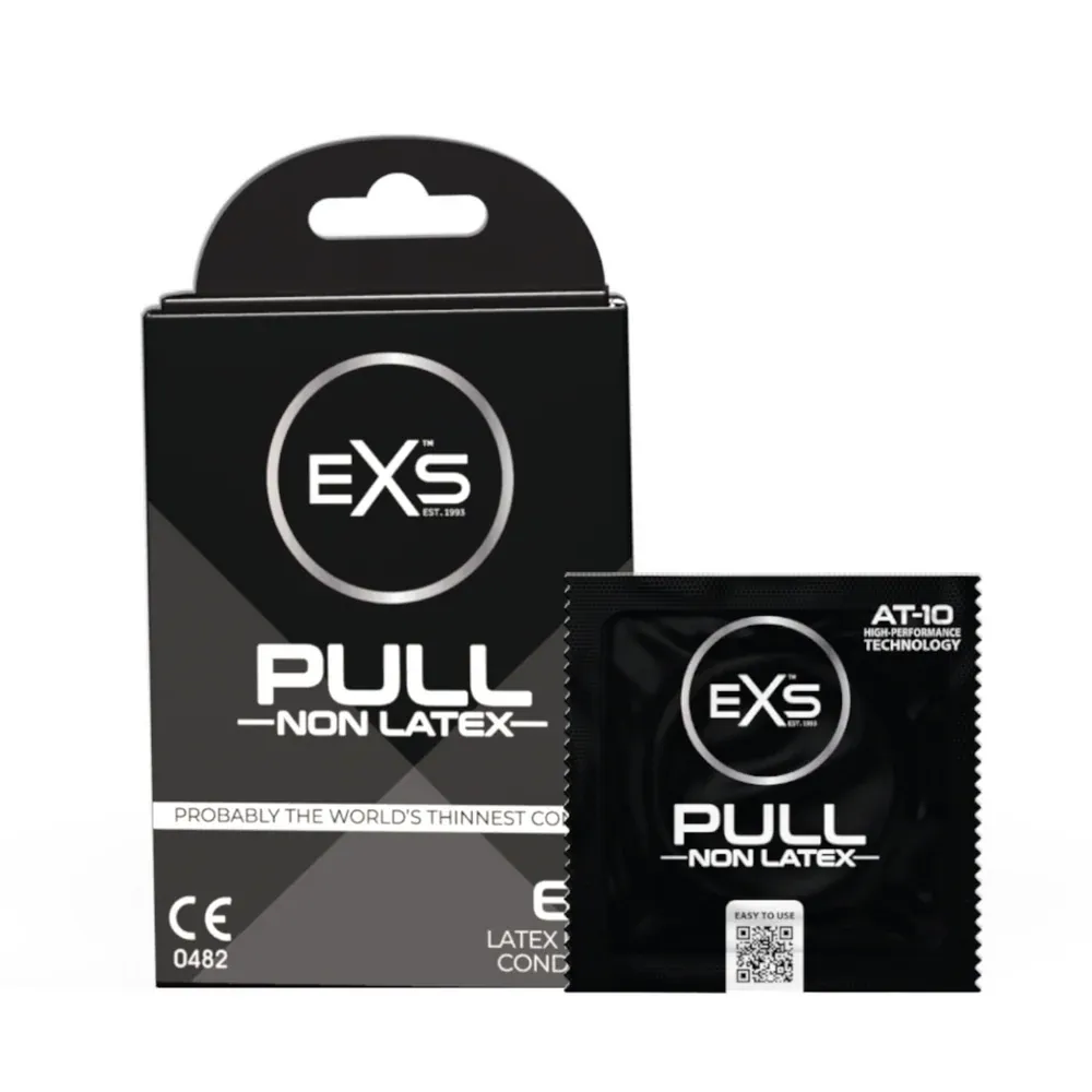 EXS PULL Regular Condoms | Hypoallergenic Non-Latex & Silicone Lubricated