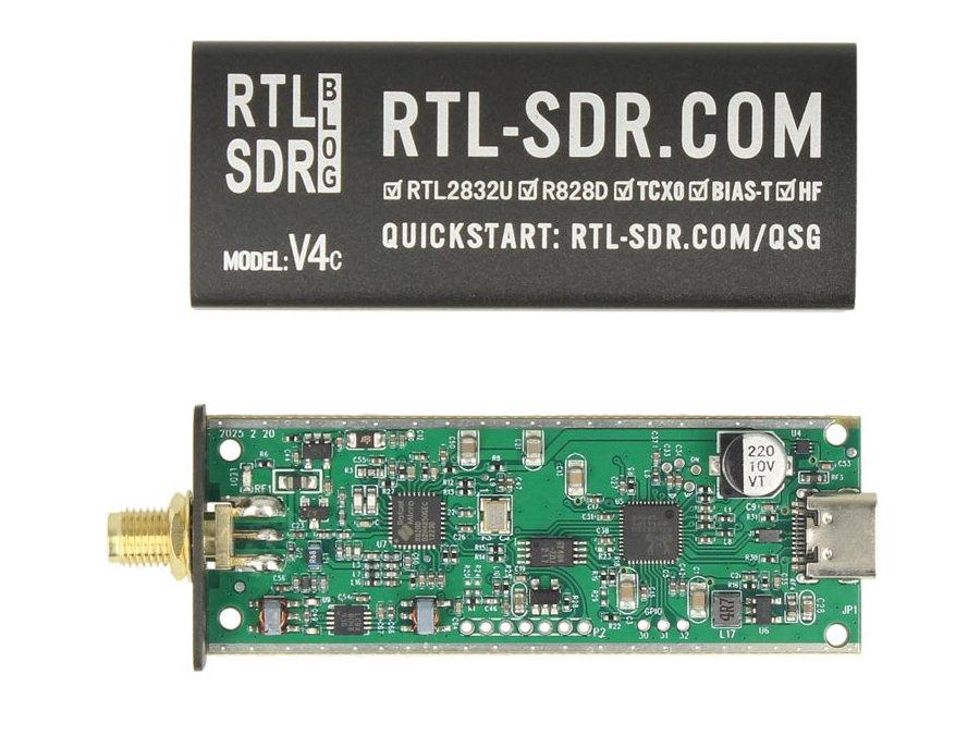 RTL-SDR Blog V4 R828D RTL2832U 1PPM TCXO SMA Software Defined Radio (Dongle Only) (USB-C)